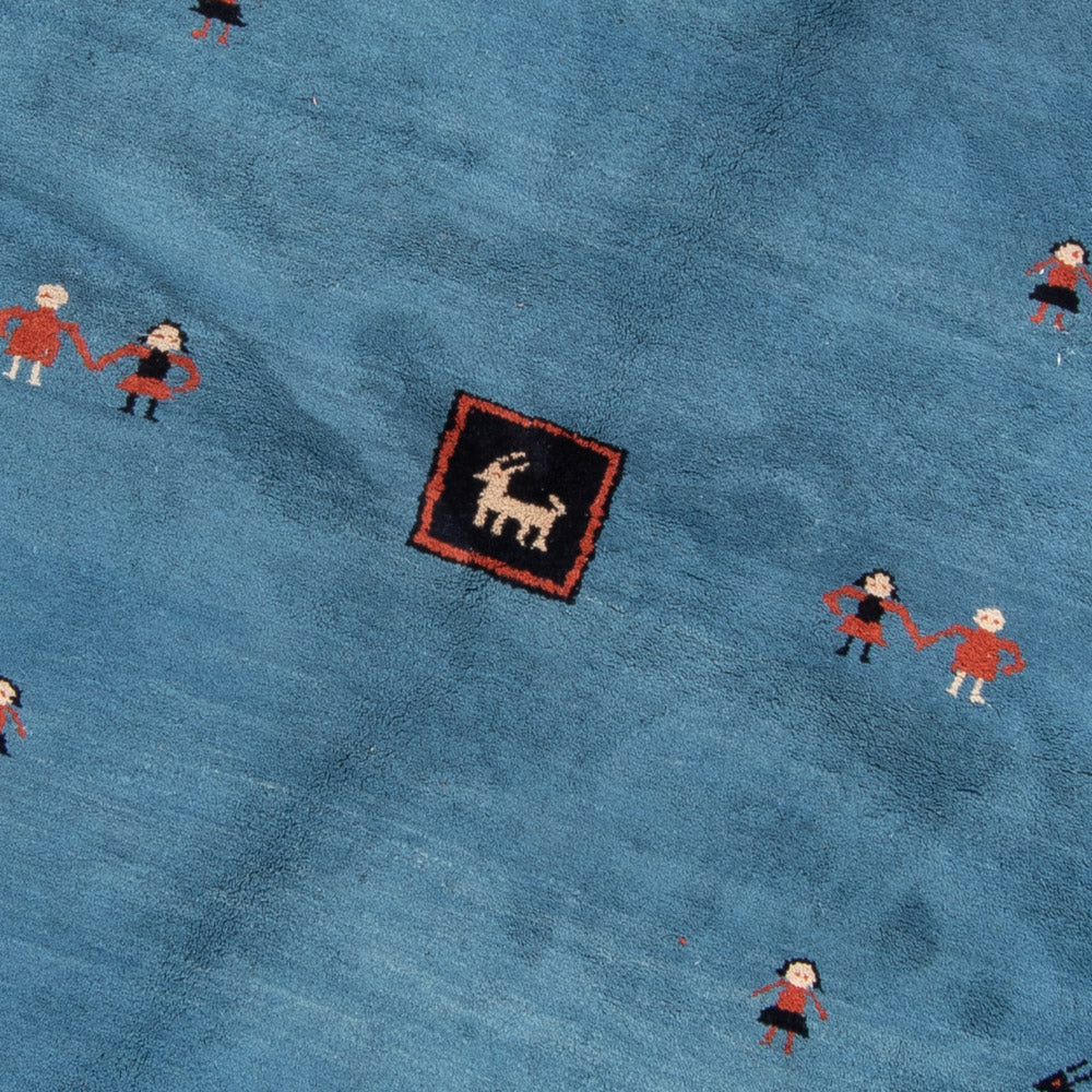 Gabbeh Teppich - Indus rund - 195 x 195 cm - blau