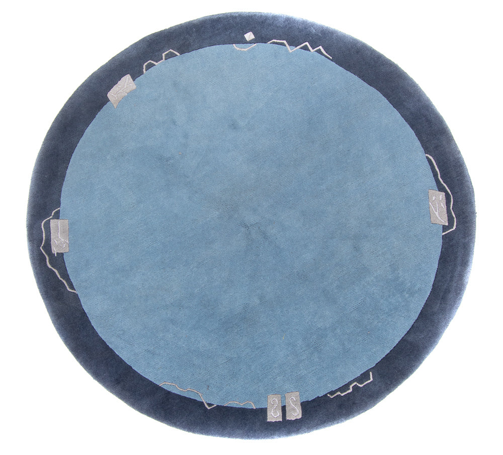 Nepal Teppich rund - 210 x 210 cm - blau