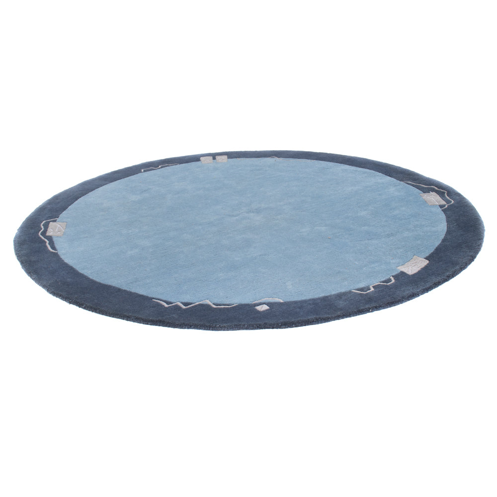 Nepal Teppich rund - 210 x 210 cm - blau