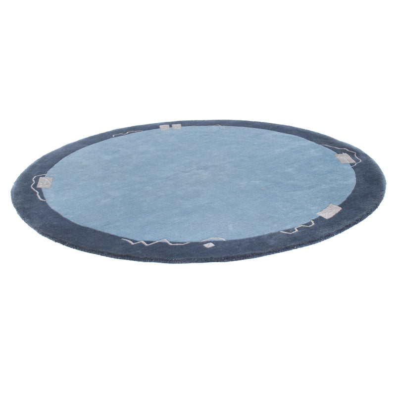 Nepal Teppich rund  - 210 x 210 cm - blau
