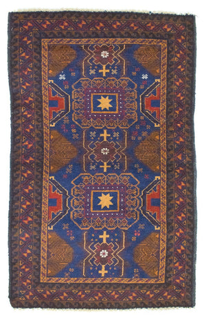 Belutsch Teppich 137 x 81 cm - blau