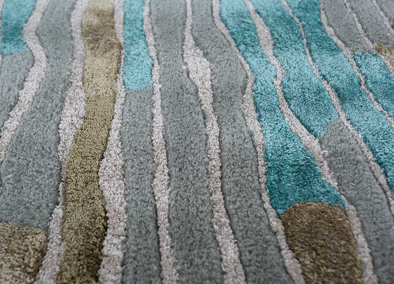 Designer Teppich sonderform  - 270 x 180 cm - blau