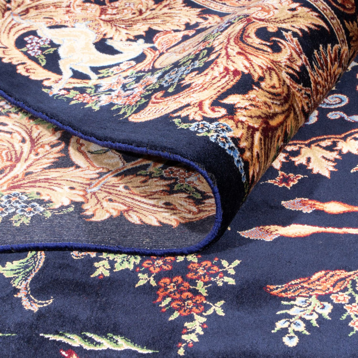 Perserteppich - Ghom - 230 x 150 cm - dunkelblau