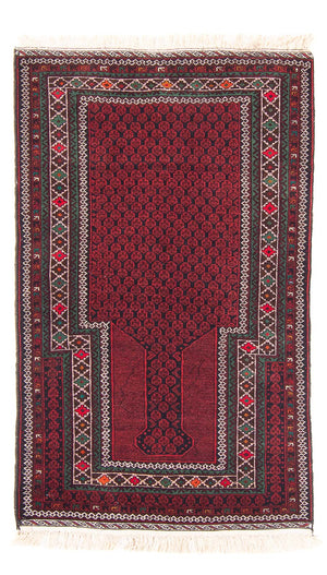 Belutsch Teppich - Gebetsteppich - 145 x 88 cm - rot