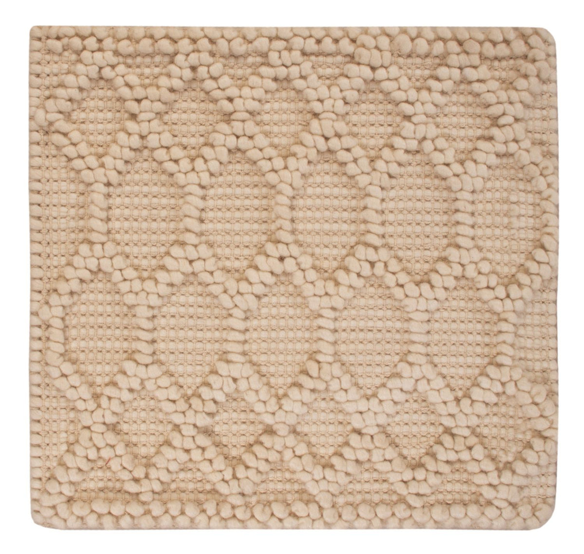 Wollteppich quadratisch  - 48 x 42 cm - beige