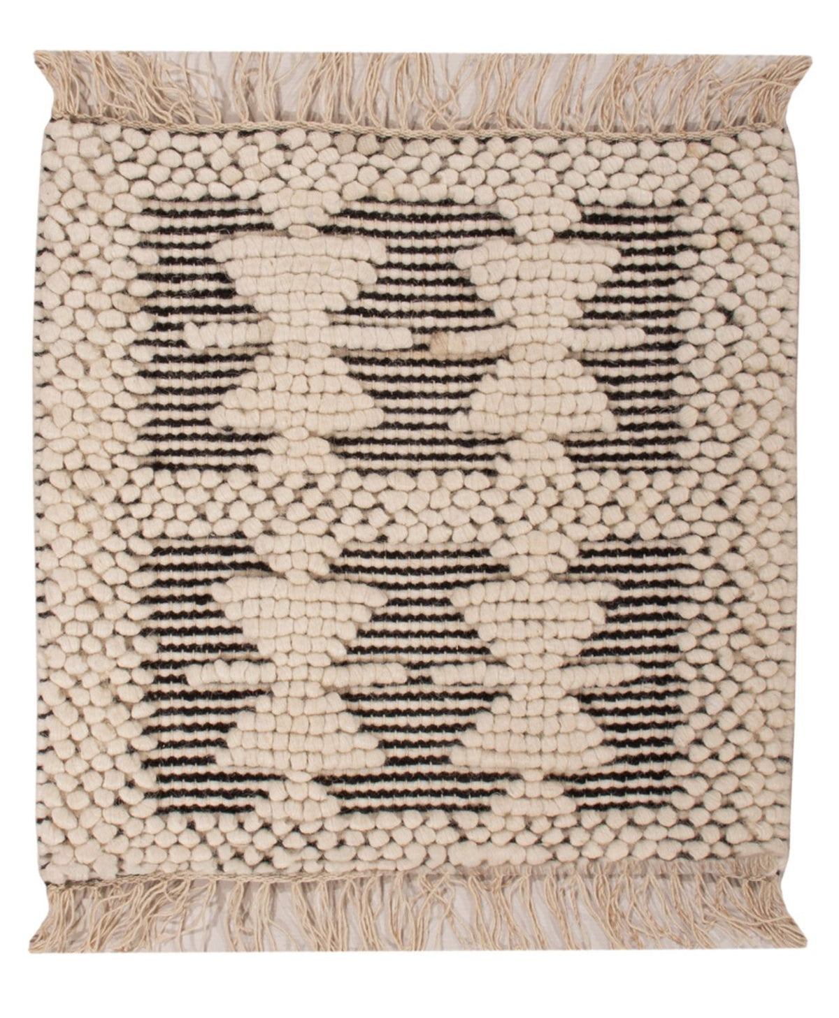Wollteppich quadratisch  - 49 x 46 cm - schwarz-weiß