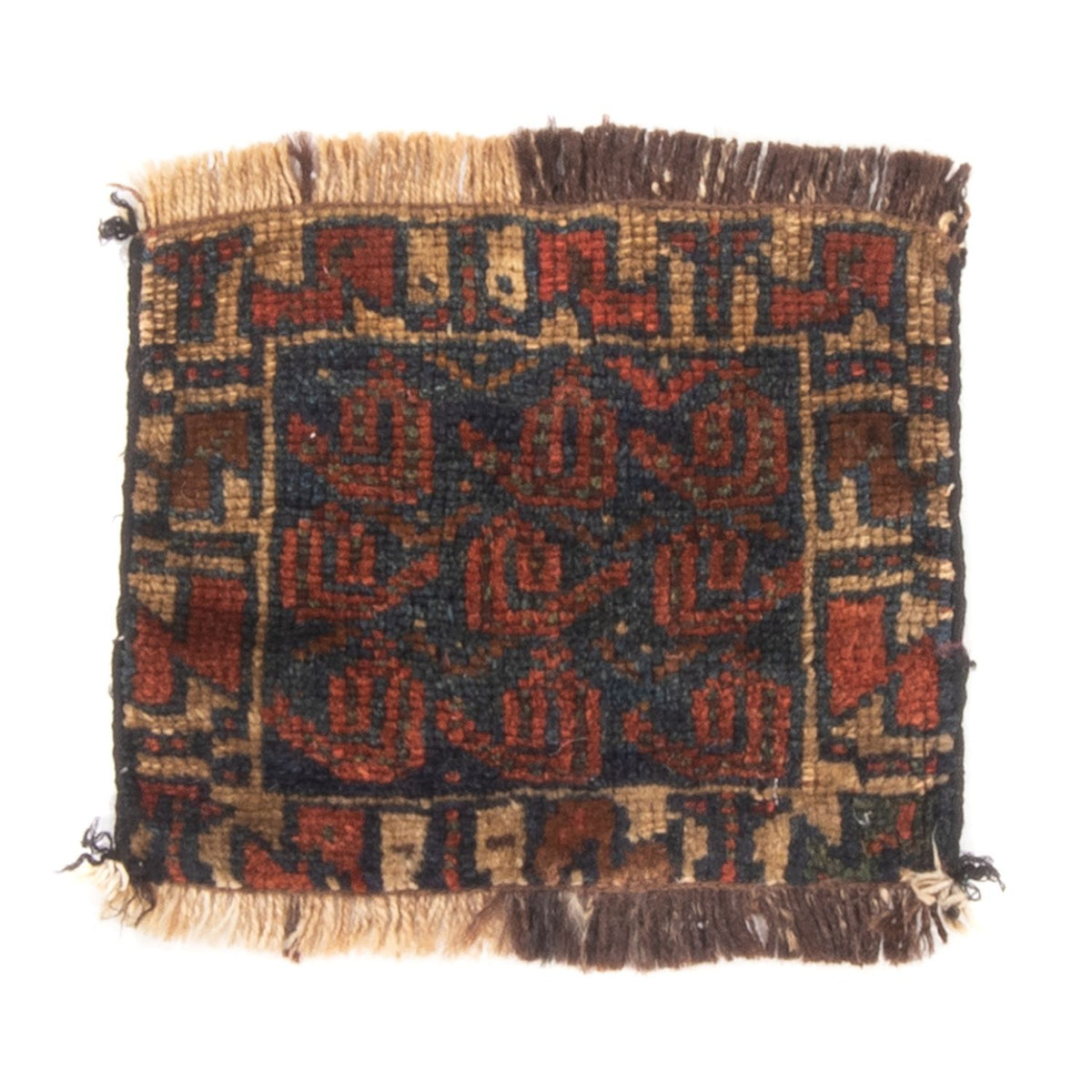 Afghan Teppich quadratisch - 32 x 20 cm - mehrfarbig