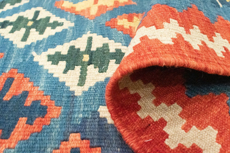 Kelim Teppich - Splash 198 x 64 cm - blau