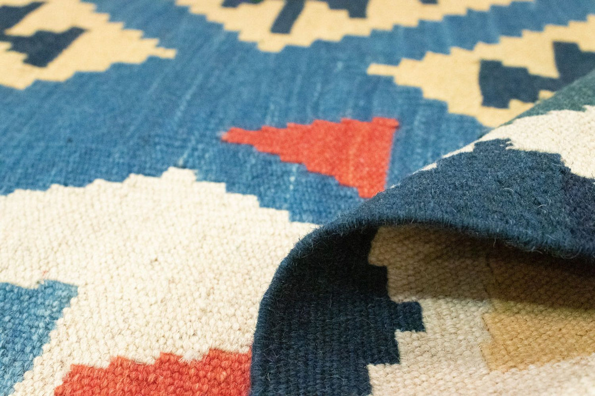 Kelim Teppich - Splash 205 x 156 cm - blau