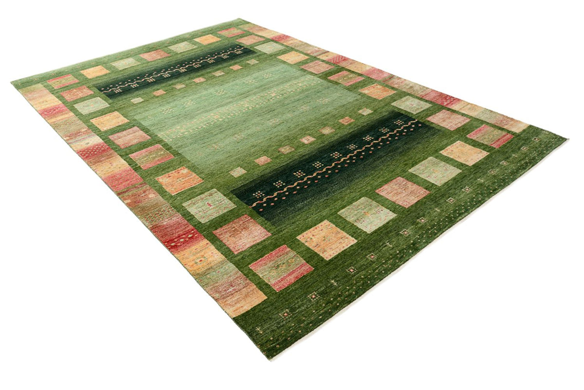 Gabbeh Teppich - Loribaft Indus - 308 x 205 cm - grün
