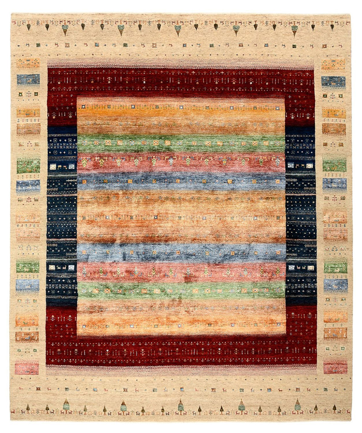 Gabbeh Teppich - Loribaft Indus - 300 x 251 cm - mehrfarbig