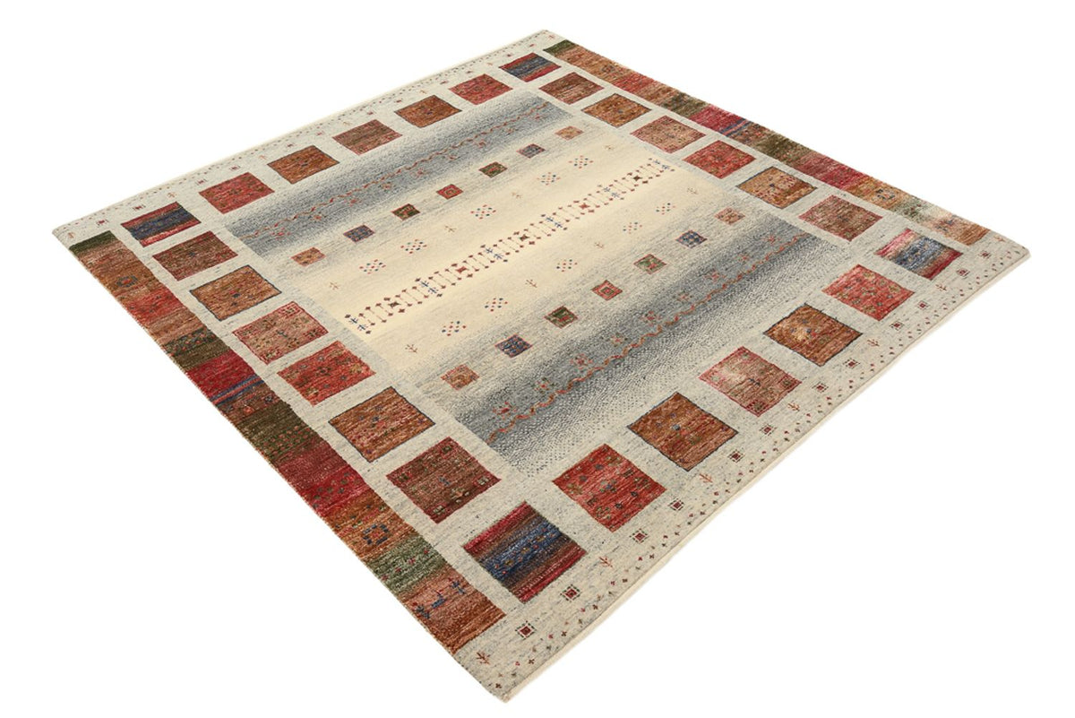 Gabbeh Teppich - Loribaft Indus quadratisch  - 156 x 156 cm - dunkelbeige