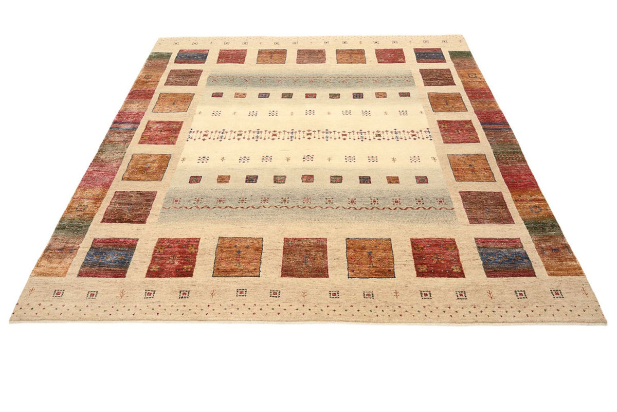 Gabbeh Teppich - Loribaft Indus quadratisch  - 206 x 204 cm - dunkelbeige