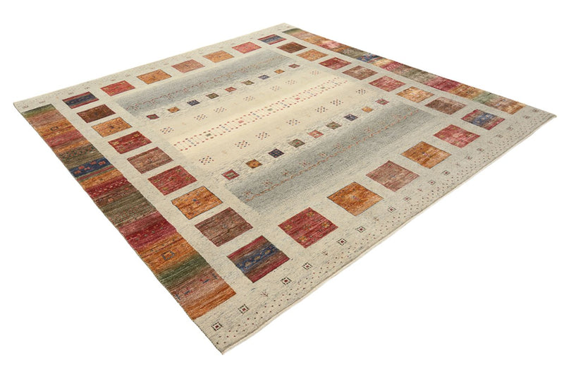Gabbeh Teppich - Loribaft Indus quadratisch  - 249 x 248 cm - dunkelbeige