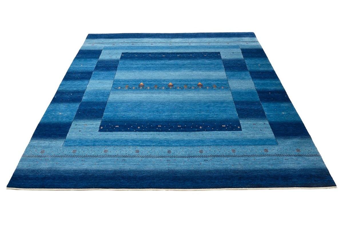 Gabbeh Teppich - Loribaft Indus - 299 x 250 cm - seeblau
