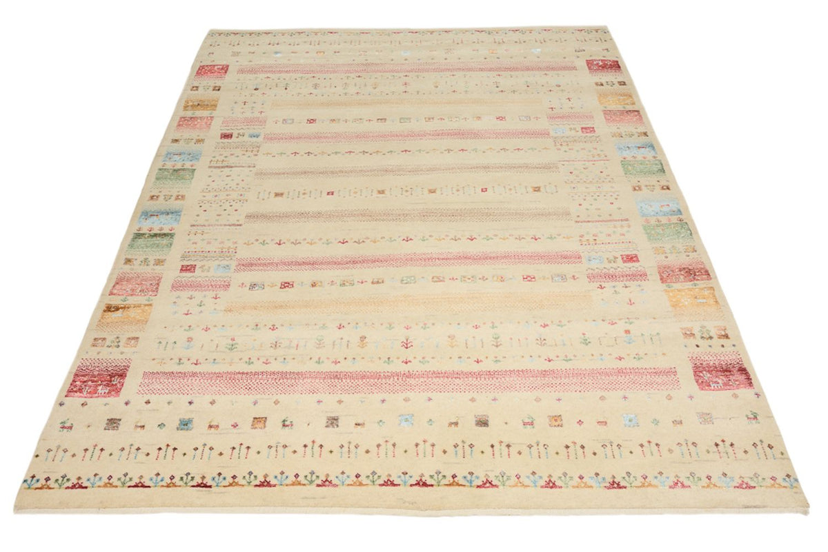 Gabbeh Teppich - Loribaft Indus - 201 x 155 cm - hellbeige