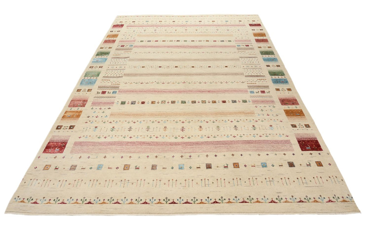 Gabbeh Teppich - Loribaft Indus - 304 x 203 cm - hellbeige