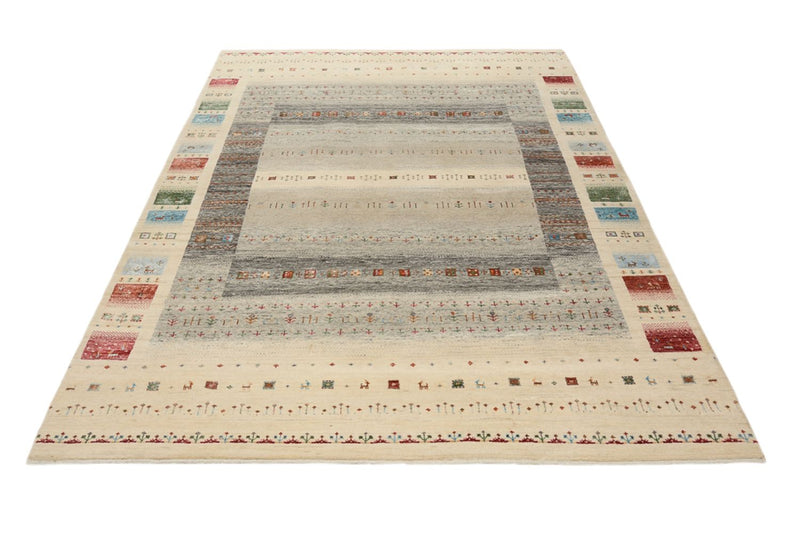 Gabbeh Teppich - Loribaft Indus - 244 x 177 cm - hellbeige