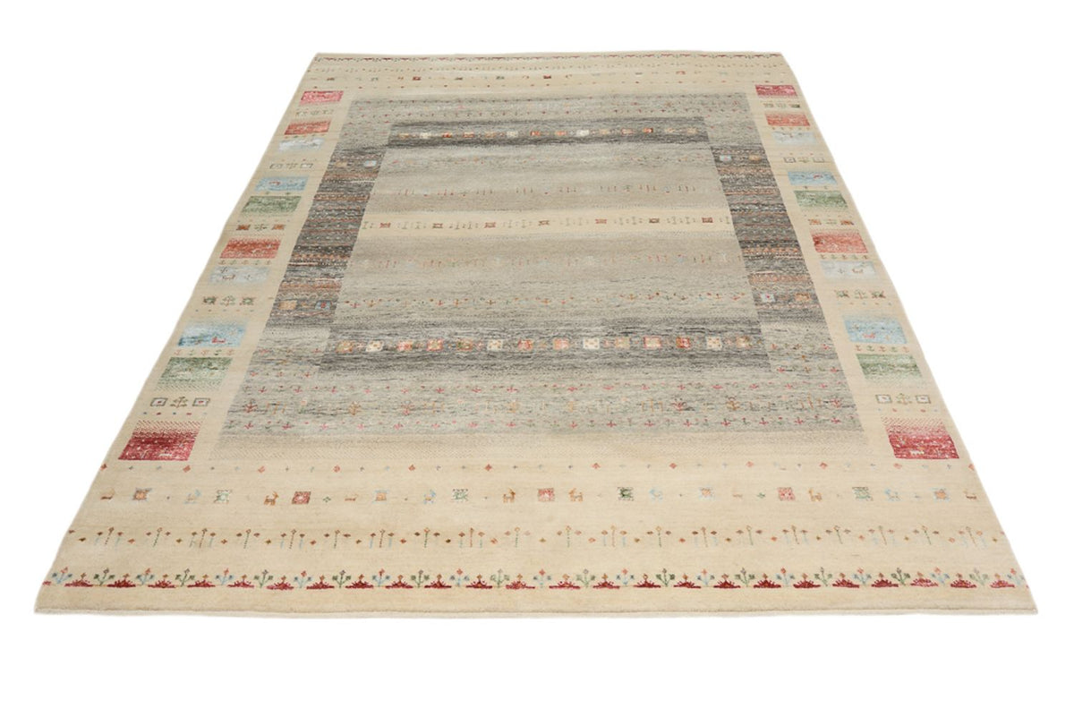 Gabbeh Teppich - Loribaft Indus - 244 x 177 cm - hellbeige