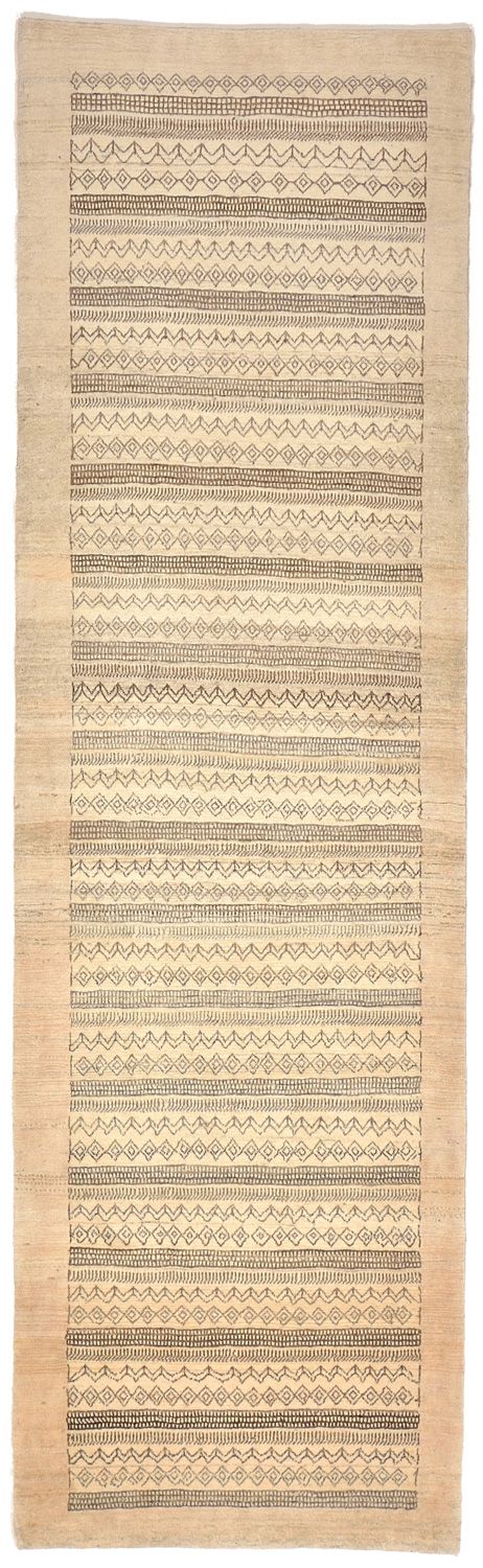 Gabbeh Teppich - Loribaft Perser 297 x 85 cm - sand