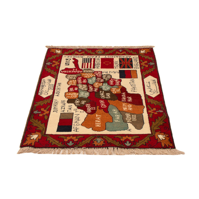 Afghan Teppich - Landkarte - 105 x 68 cm - mehrfarbig