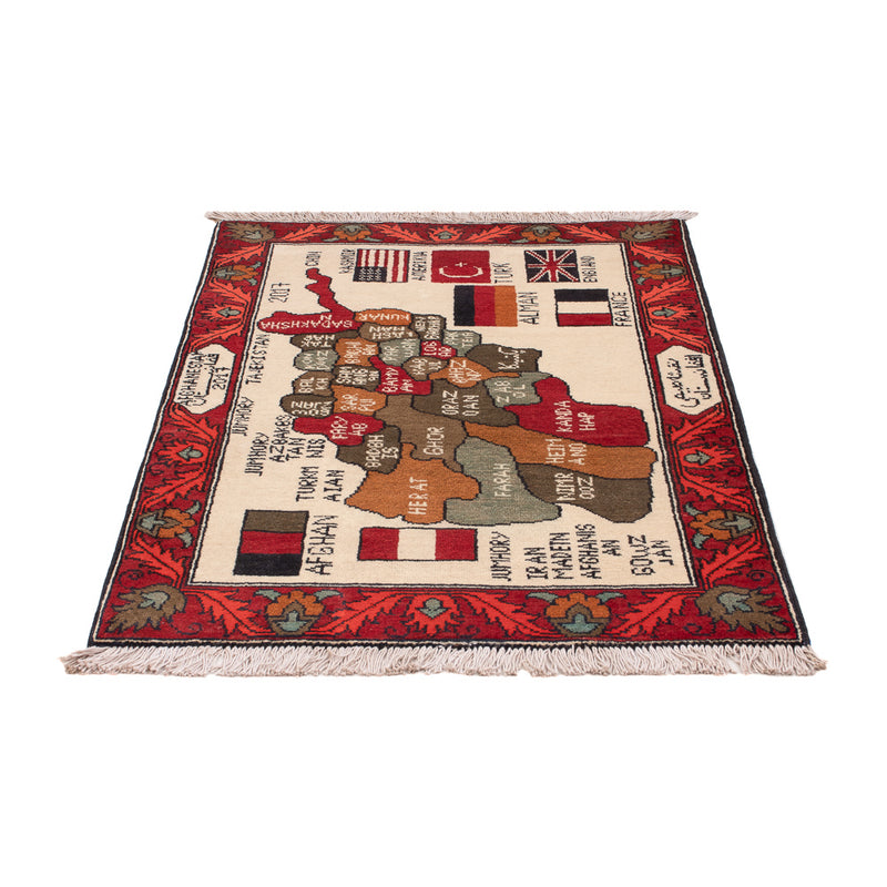 Afghan Teppich - Landkarte - 110 x 75 cm - mehrfarbig