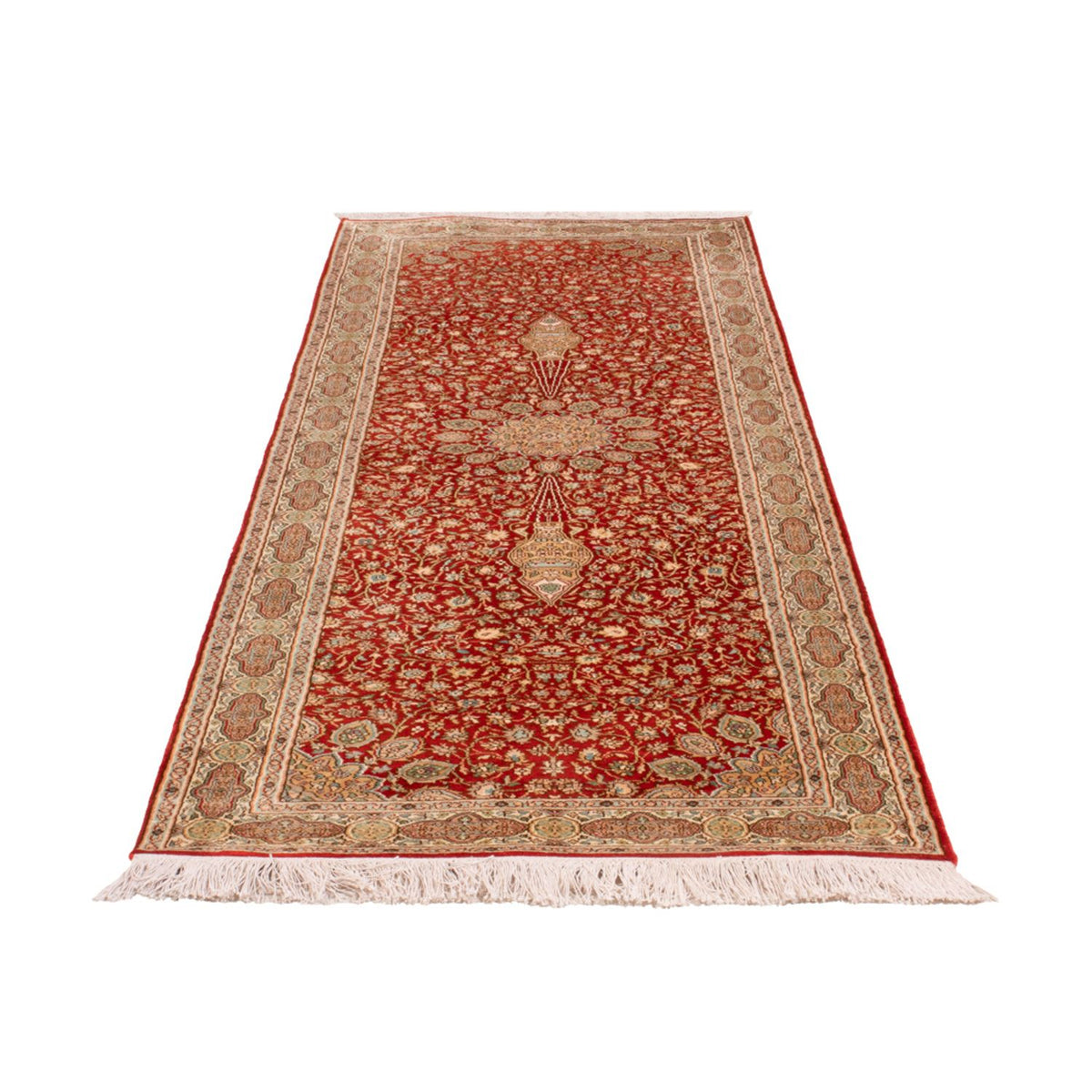 Läufer Seiden - Kaschmir Seide - 251 x 81 cm - rot