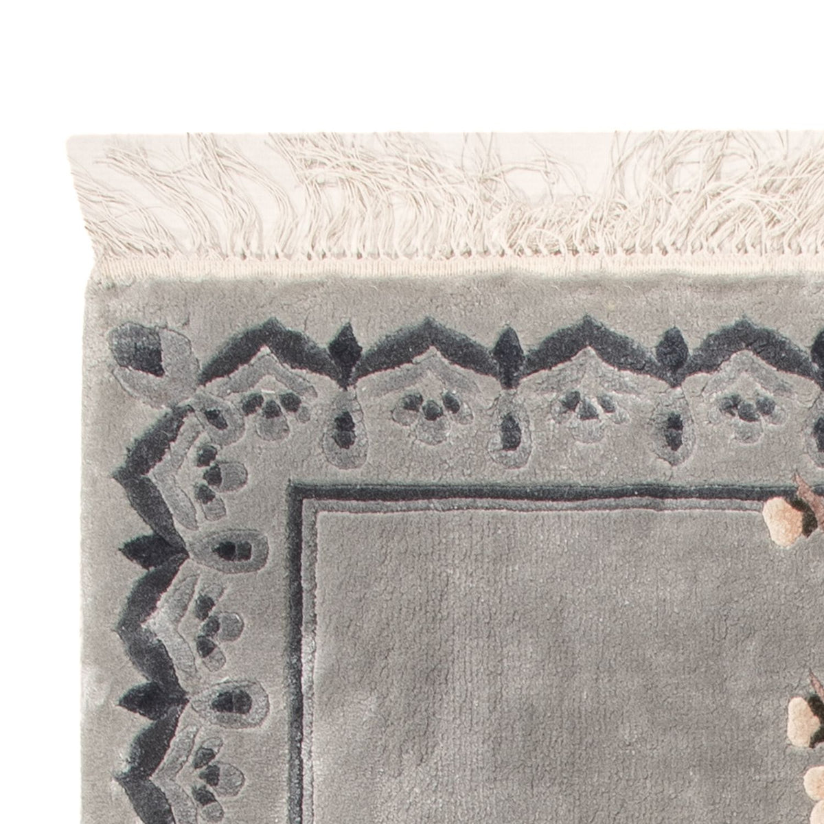 Seidenteppich - China Seide - 124 x 60 cm - silber