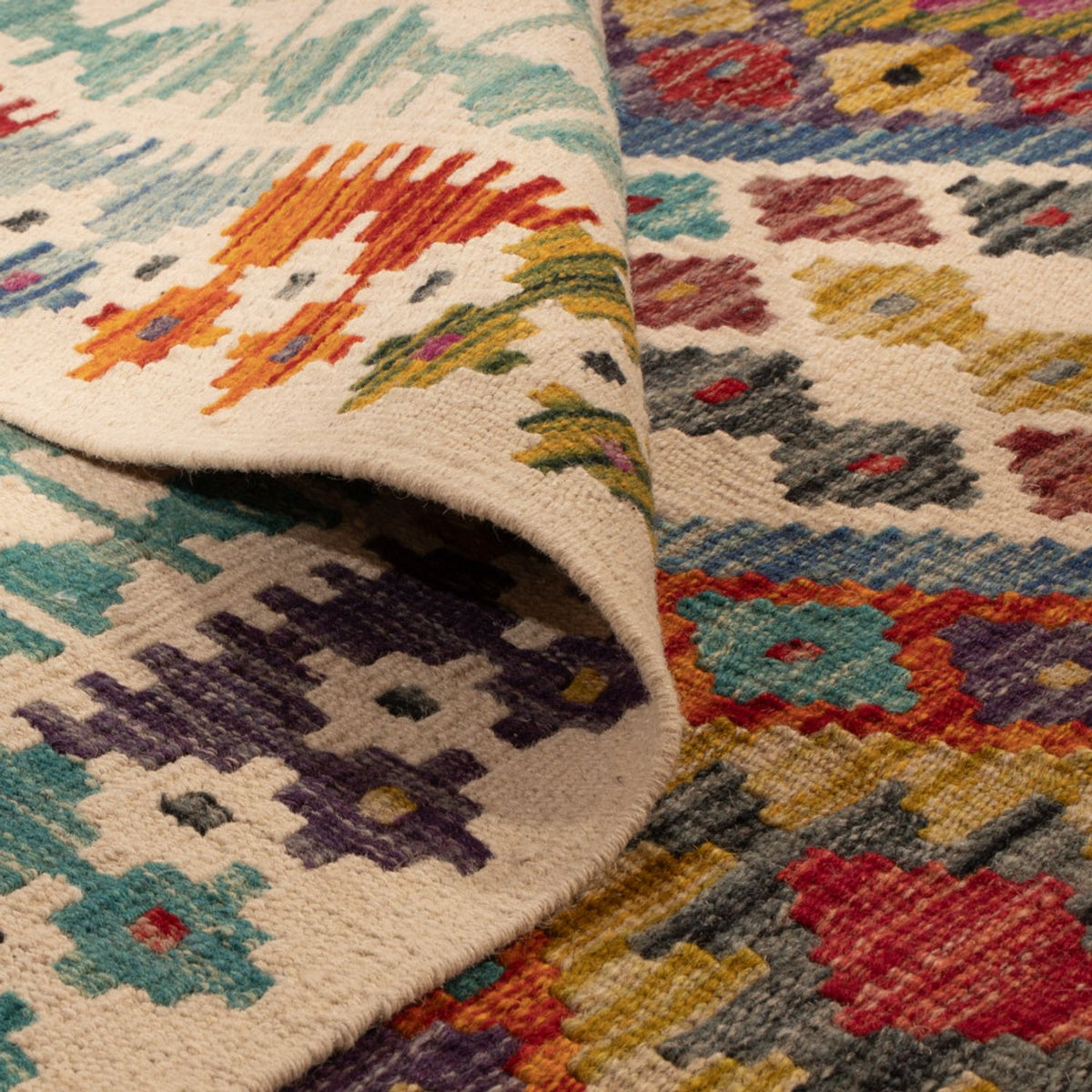 Kelim Teppich - Splash quadratisch - 207 x 203 cm - mehrfarbig