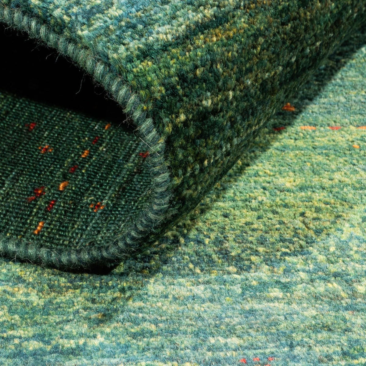 Gabbeh Teppich - Loribaft Perser - 125 x 85 cm - grün