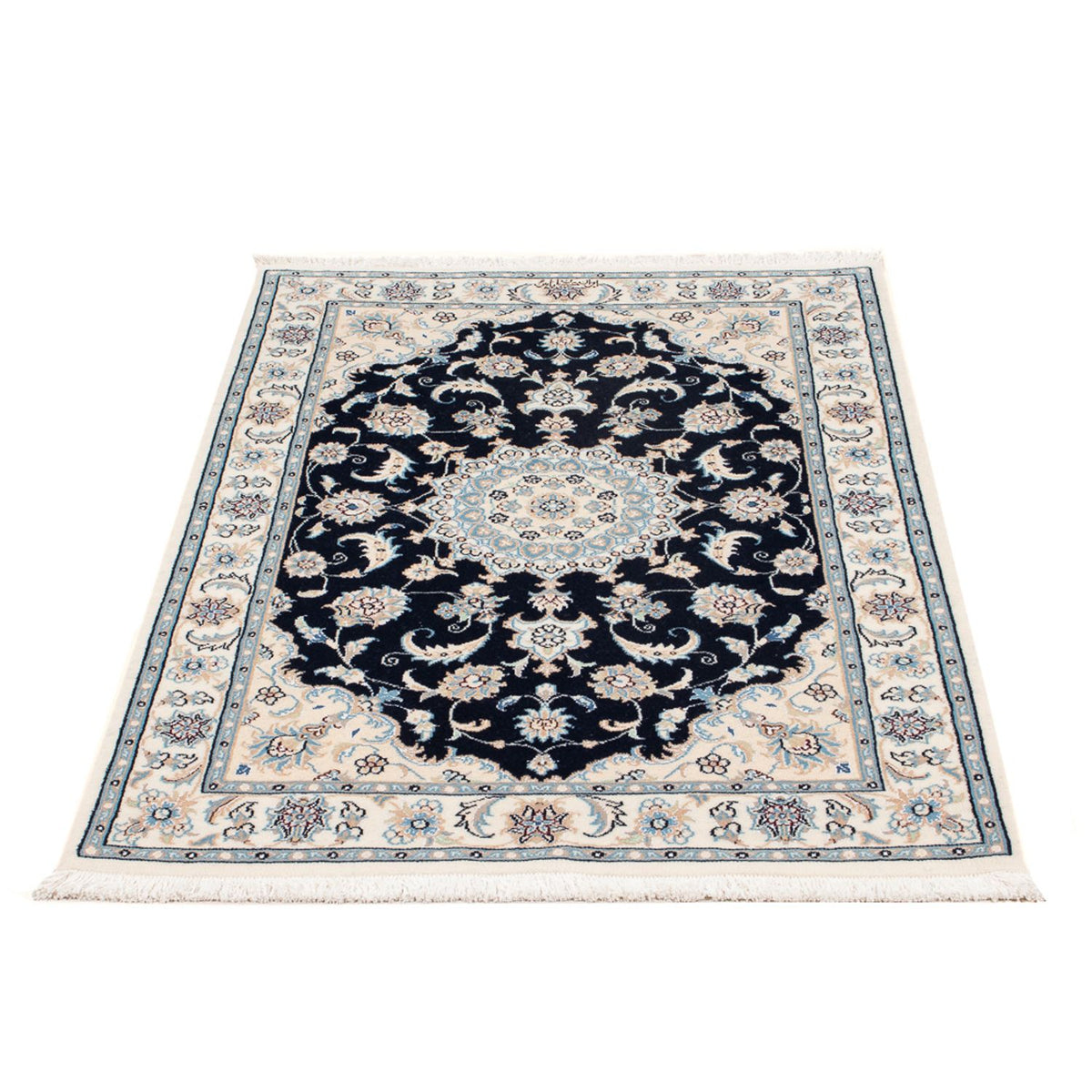 Perserteppich - Nain - Premium - 122 x 81 cm - dunkelblau