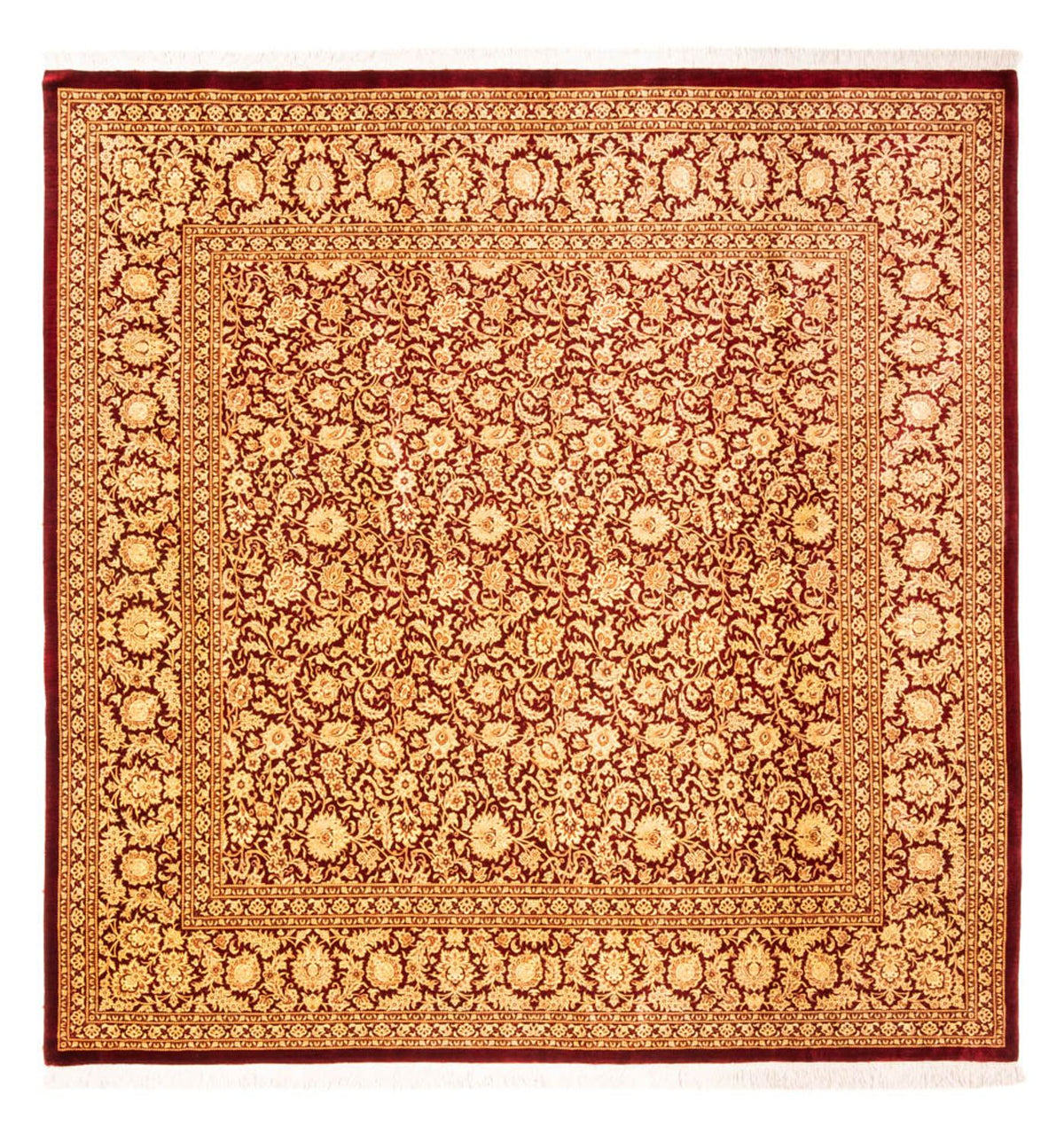 Seidenteppich - Ghom Seide - Premium quadratisch  - 200 x 200 cm - gold