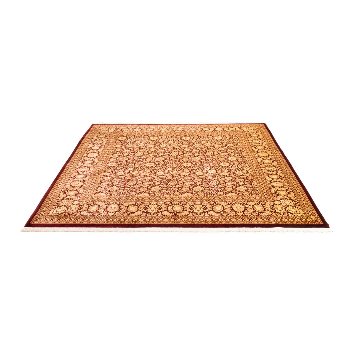 Seidenteppich - Ghom Seide - Premium quadratisch  - 200 x 200 cm - gold