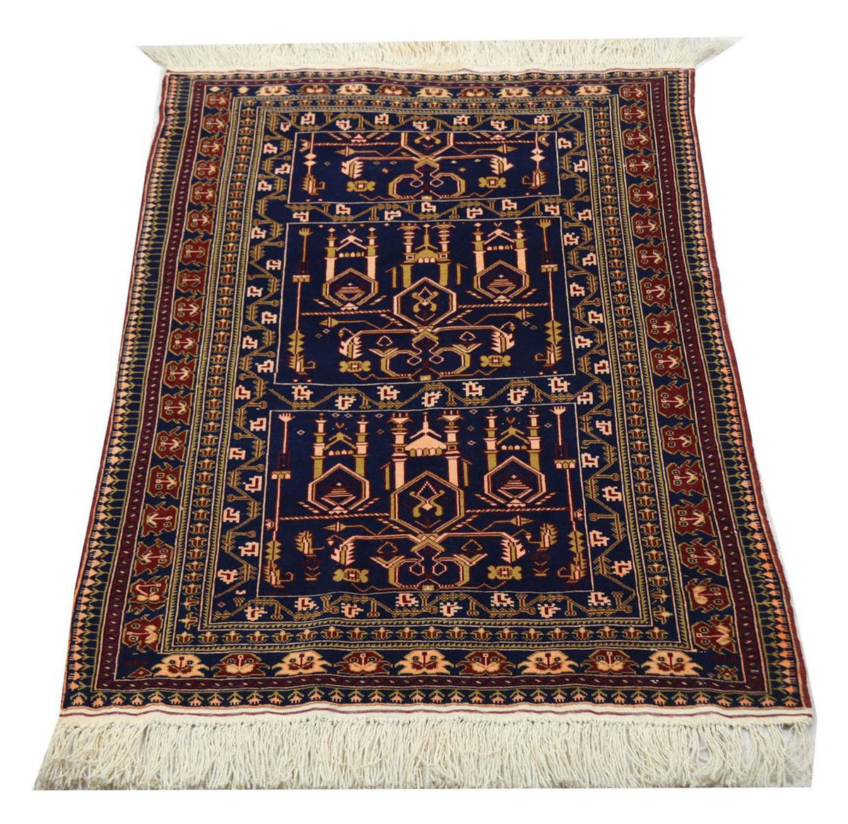 Afghan Teppich 131 x 87 cm - dunkelblau