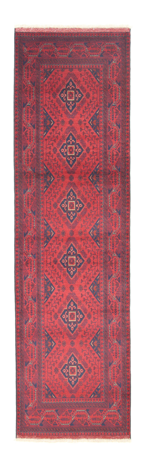 Afghan Teppich - Kunduz 296 x 84 cm - dunkelrot