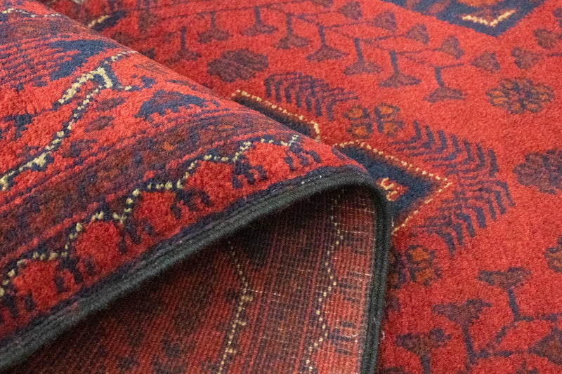 Afghan Teppich - Kunduz 296 x 84 cm - dunkelrot