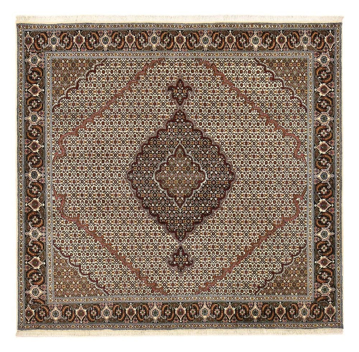 Perserteppich - Täbriz - Royal quadratisch  - 200 x 200 cm - braun