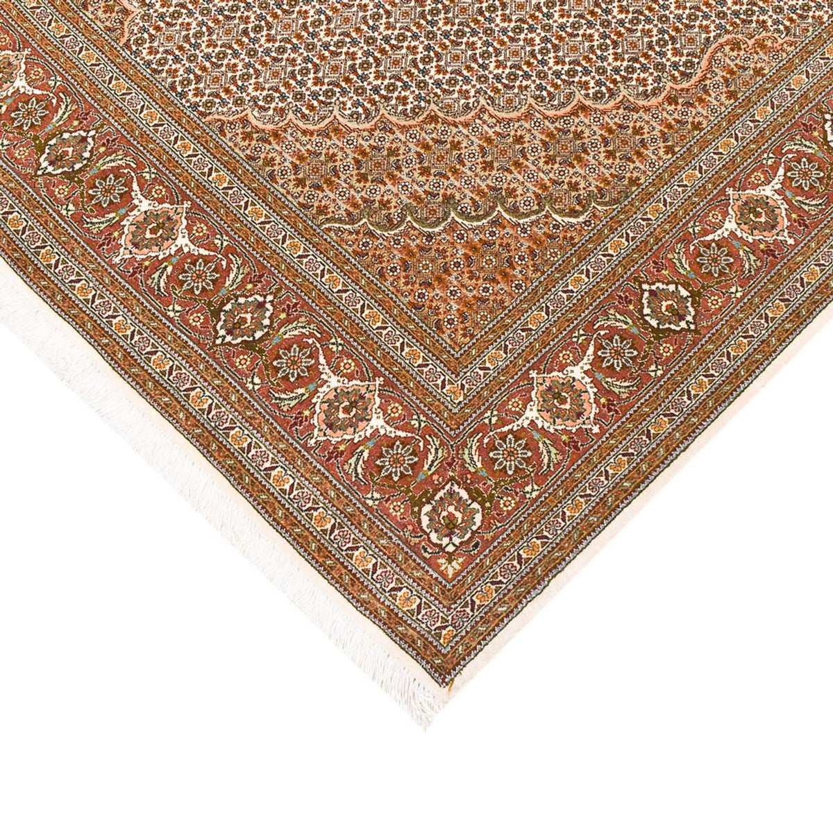Läufer Perser - Täbriz - Royal - 404 x 150 cm - hellbraun
