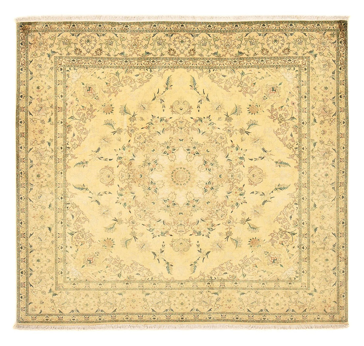 Perserteppich - Täbriz - Royal quadratisch  - 200 x 190 cm - gelb