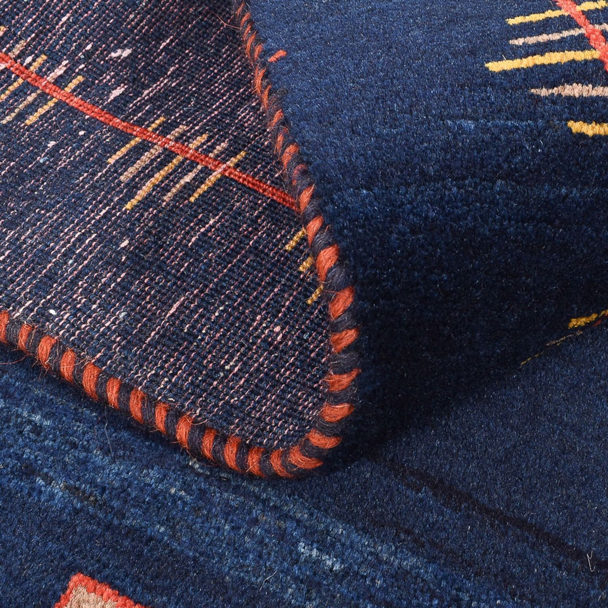 Gabbeh Teppich - Loribaft Perser - 143 x 110 cm - dunkelblau