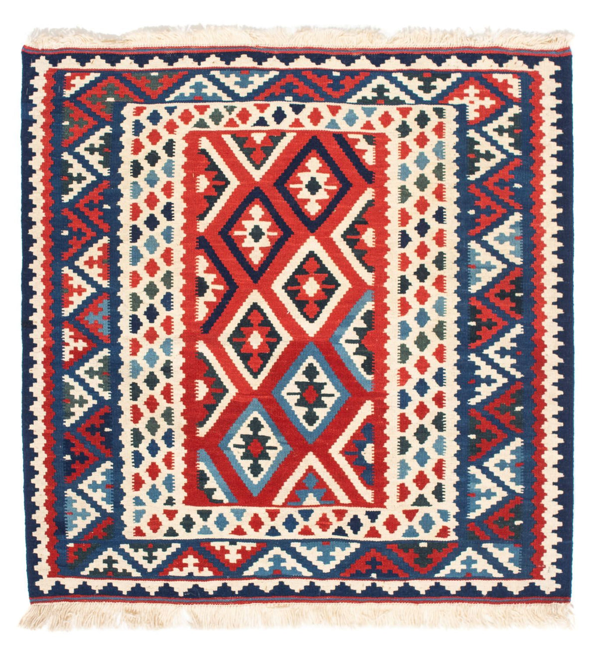 Kelim Teppich - Oriental 104 x 102 cm - dunkelrot