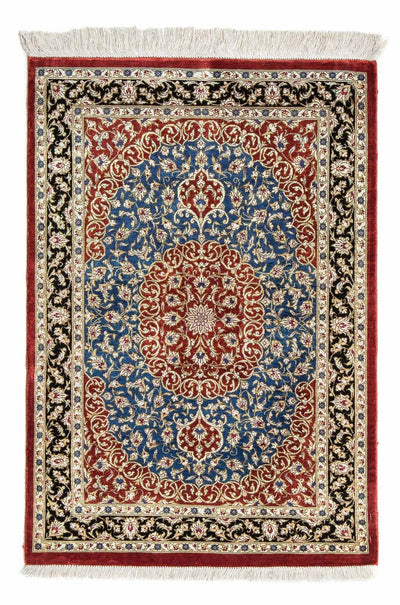 Ghom Teppich 55x81cm - Perserteppich - dunkelrot