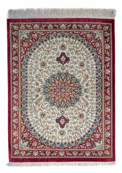 Ghom Teppich 60x78cm - Perserteppich - dunkelrot