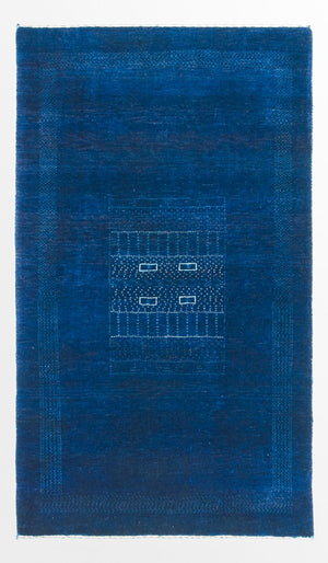 Gabbeh Teppich - Loribaft Perser - 132 x 75 cm - dunkelblau