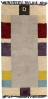 Tapis Népalais 70x140cm - Tapis en laine - Rectangle / Beige / 70 x 140 cm Rectangle