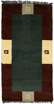 Nepal Teppich 140 x 70 cm - grün
