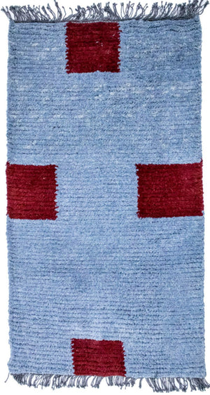Nepal Teppich 140 x 70 cm - hellblau