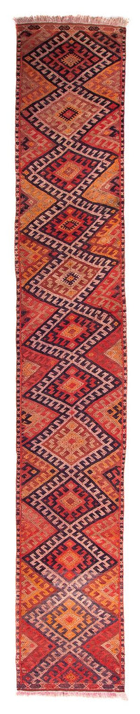Tapis de couloir Tapis Kelim - Vieux - 380 x 75 cm - multicolore