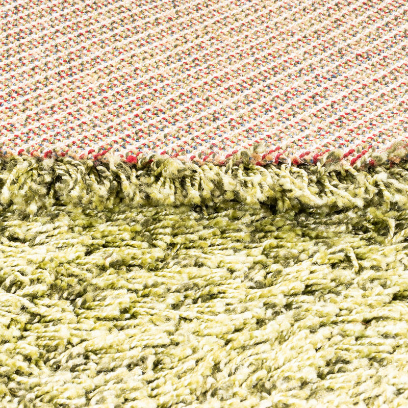 Hochflor Teppich rund  - 200 x 200 cm - olivgrün