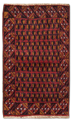 Belutsch Teppich 129 x 77 cm - rot